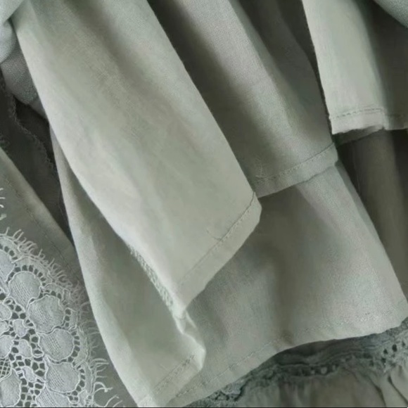 Lace Bell Sleeve Boho Gypsy Dress Mint Bohemian - Picture 9 of 12